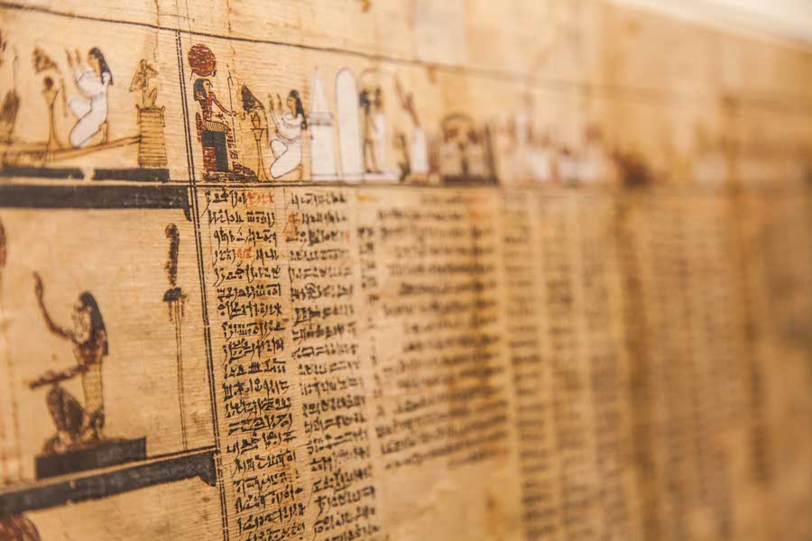 A detail from an ancient Book of the Dead papyrus, Thebes.