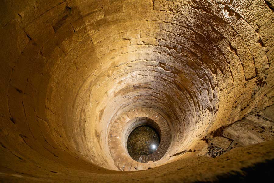 Looking down into the ancient nilometer at the Temple of Kom Ombo, built to gauge the Nile’s water level.